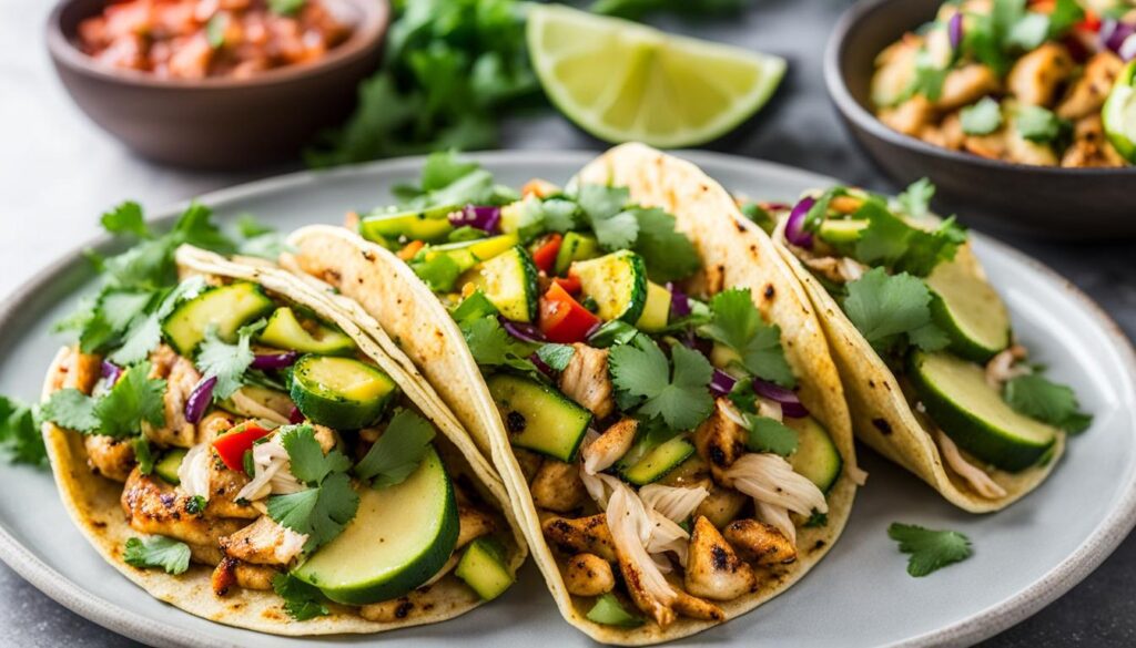 Baja Chicken with Zucchini Shell Tacos